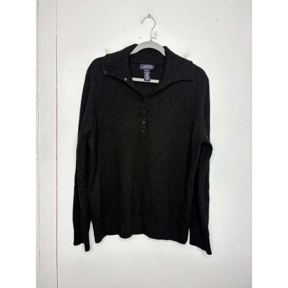 Jones New York Sweater Womens XL Cashmere Signature Button Down Henley Collar